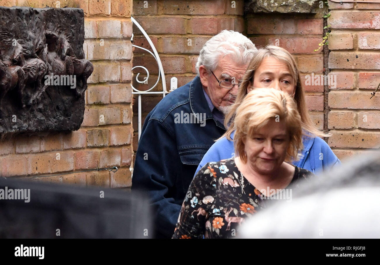 Rolf Harris outside his home in Bray, Maidenhead, as officials are probing a report that the disgraced entertainer walked onto the grounds of a primary school and waved at pupils. Stock Photo