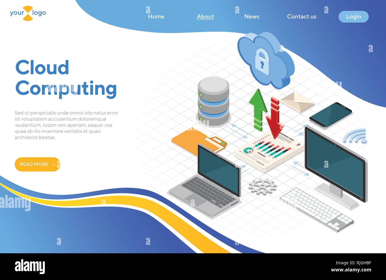 Cloud Computing Technology Isometric Stock Vector