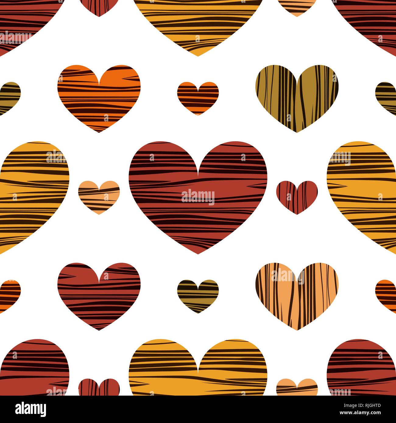 Hearts with stripes. Seamless pattern background. Vector illustration. Design for textiles Stock Vector