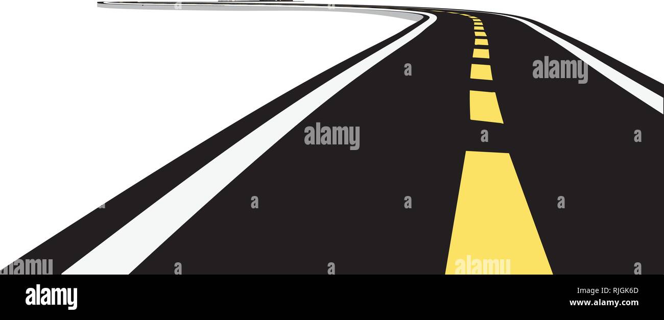 Leaving the highway, curved road with markings. 3D vector illustration on white Stock Vector