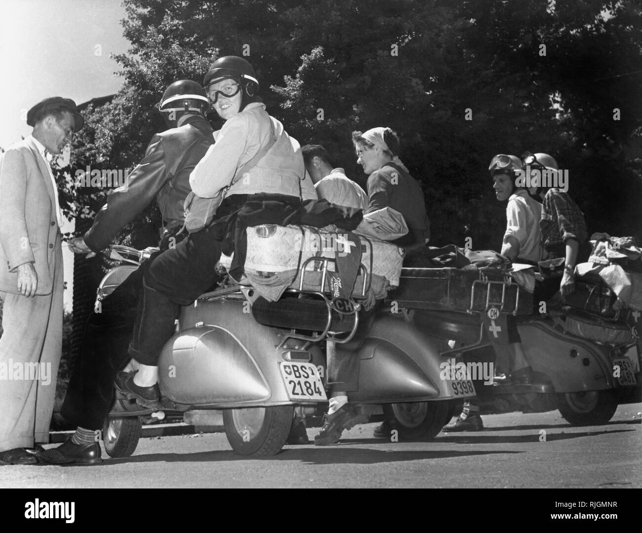 Vespa at scooter rally Black and White Stock Photos & Images - Alamy