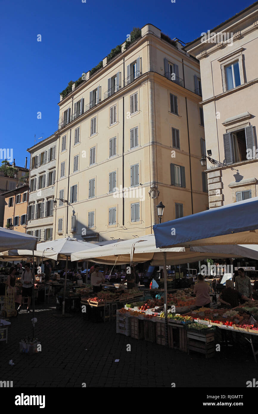 The daily market at the Campo de fiori, Rome, Italy Stock Photo