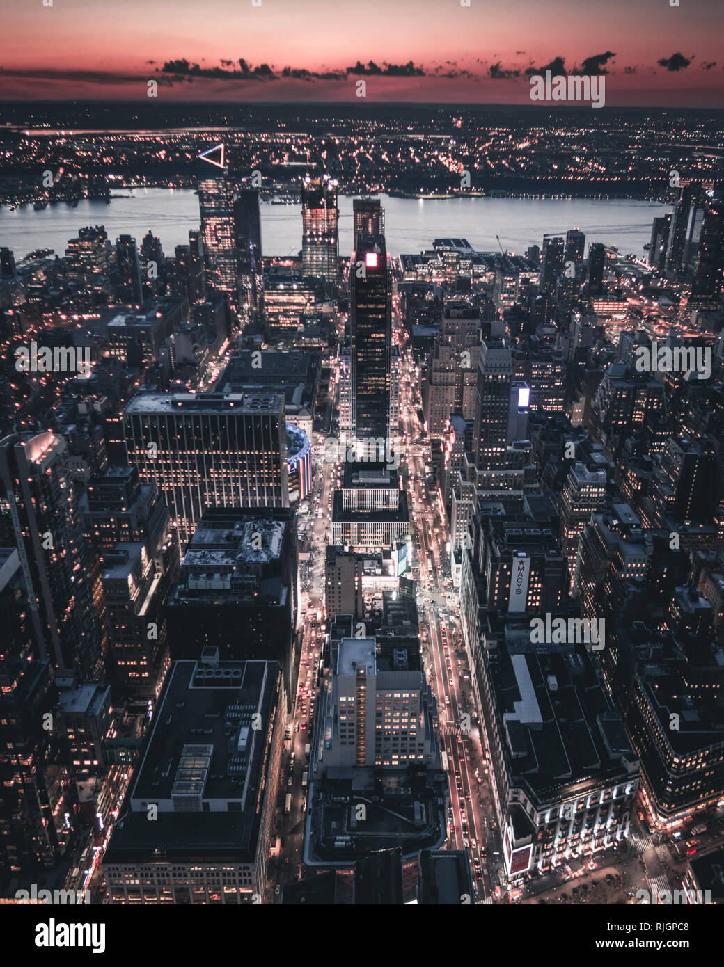 A sunset over the Hudson River, Manhattan, NCY, USA Stock Photo