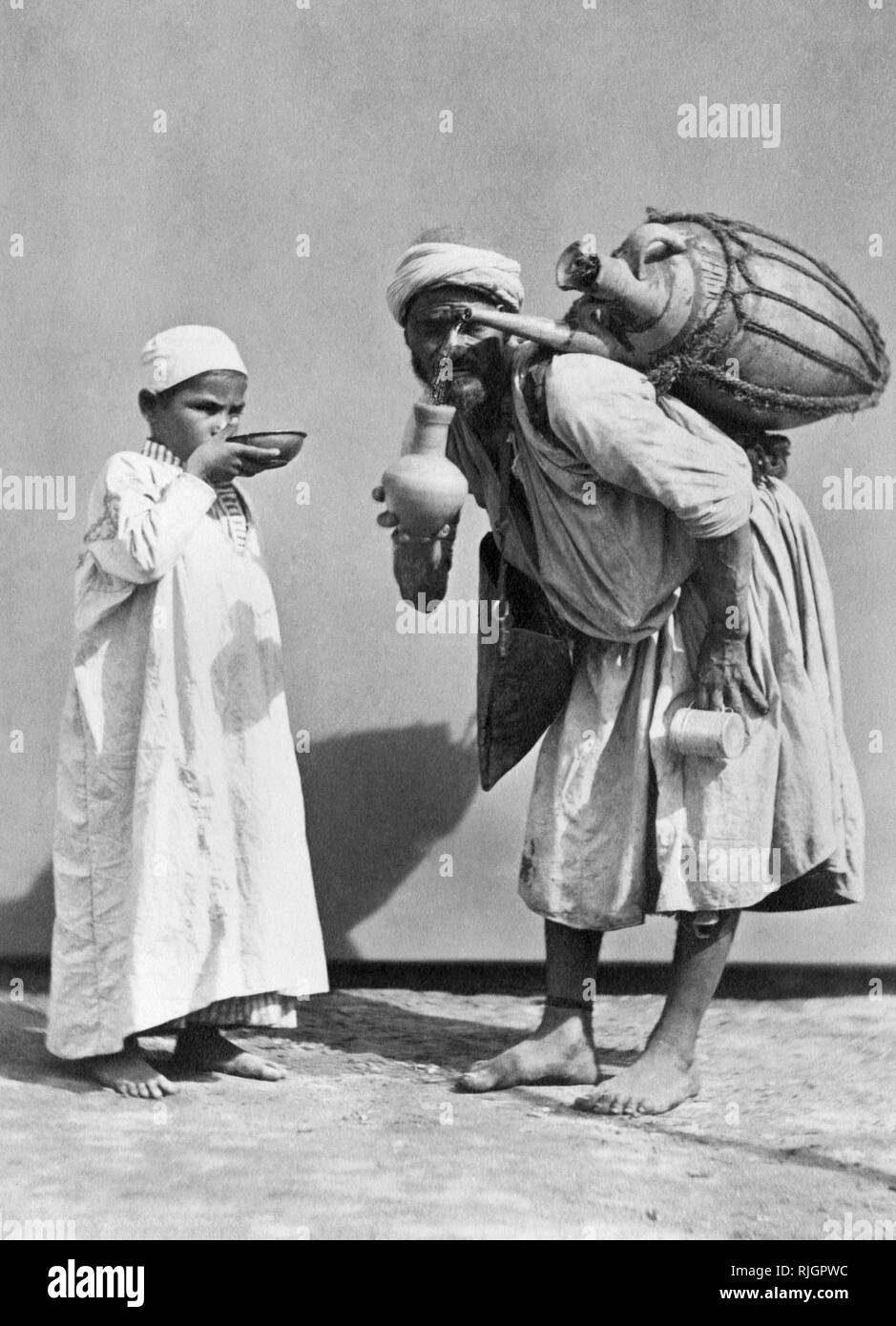 africa, egypt, cairo, water seller, 1878 Stock Photo