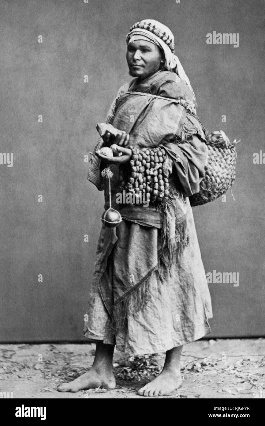 africa, egypt, cairo, street vendor, 1878 Stock Photo