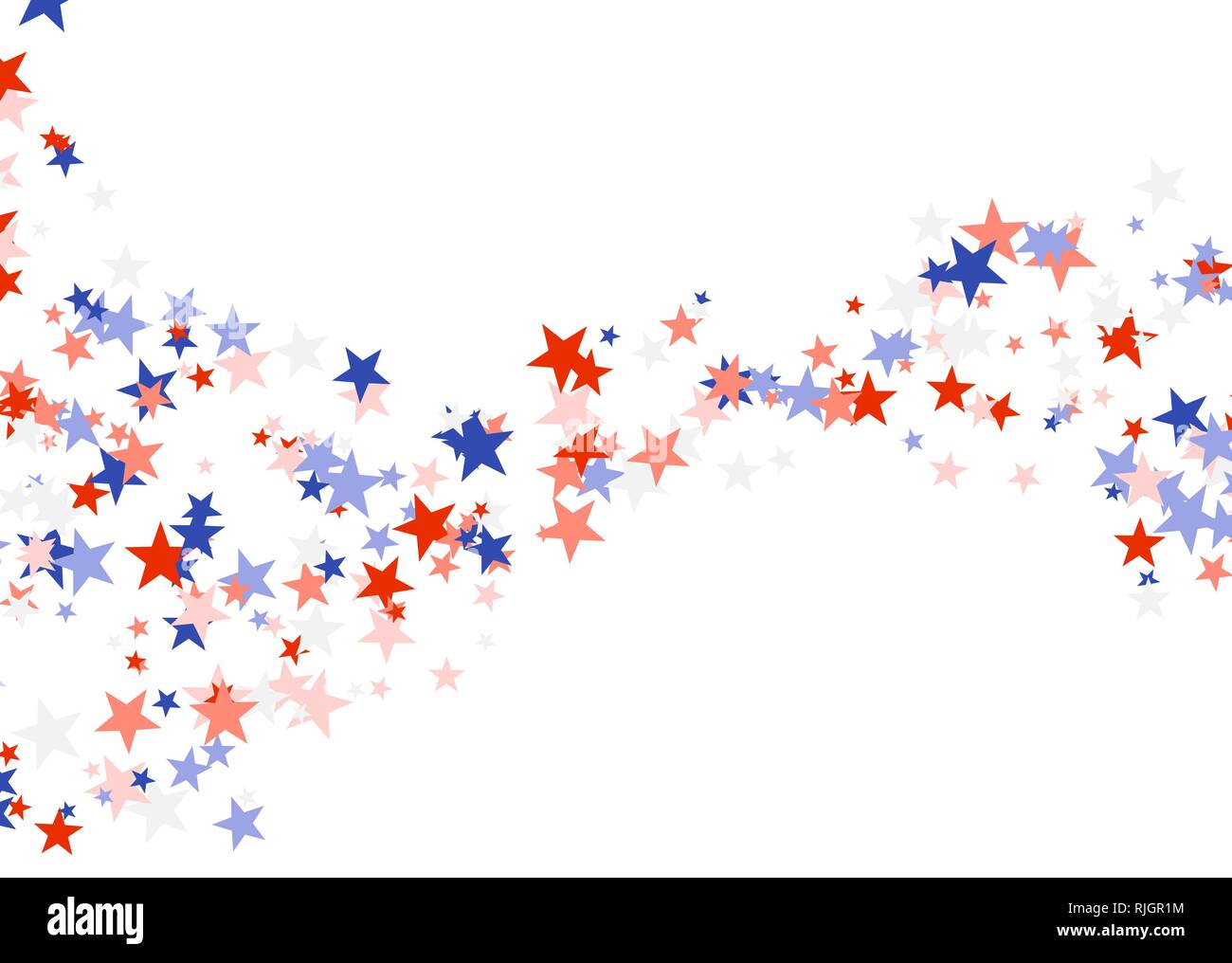 Presidents' Day in USA. Red, blue and white stars in center and copy space. American patriotic banner. Vector illustration Stock Vector