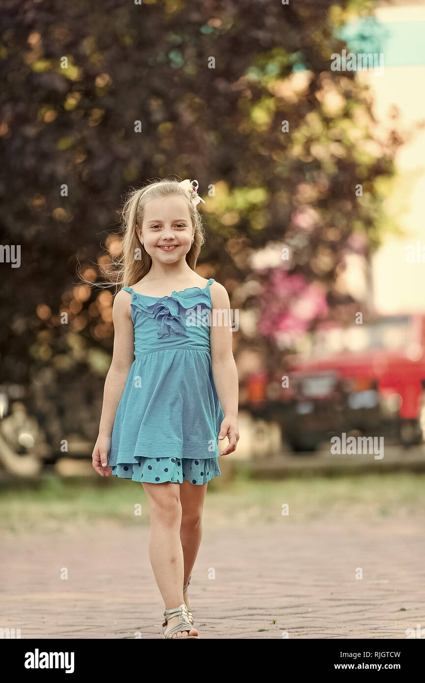 Child Smiling With Long Blond Hair Little Girl Smile In Park On