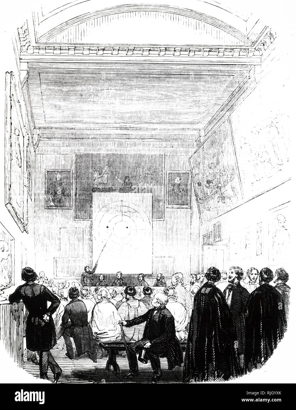 An engraving depicting a meeting of the Mathematical Section of the British Association in the Randolph Gallery, Oxford. Dated 19th century Stock Photo