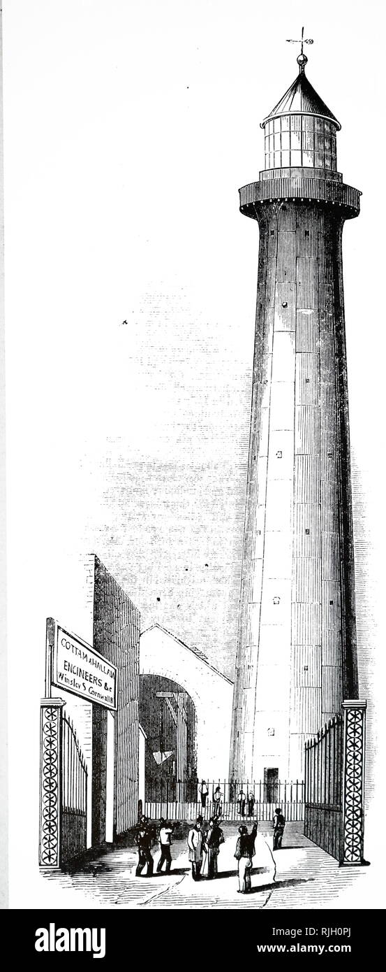 Engraving cast iron lighthouse built cottam hallen hi-res stock ...