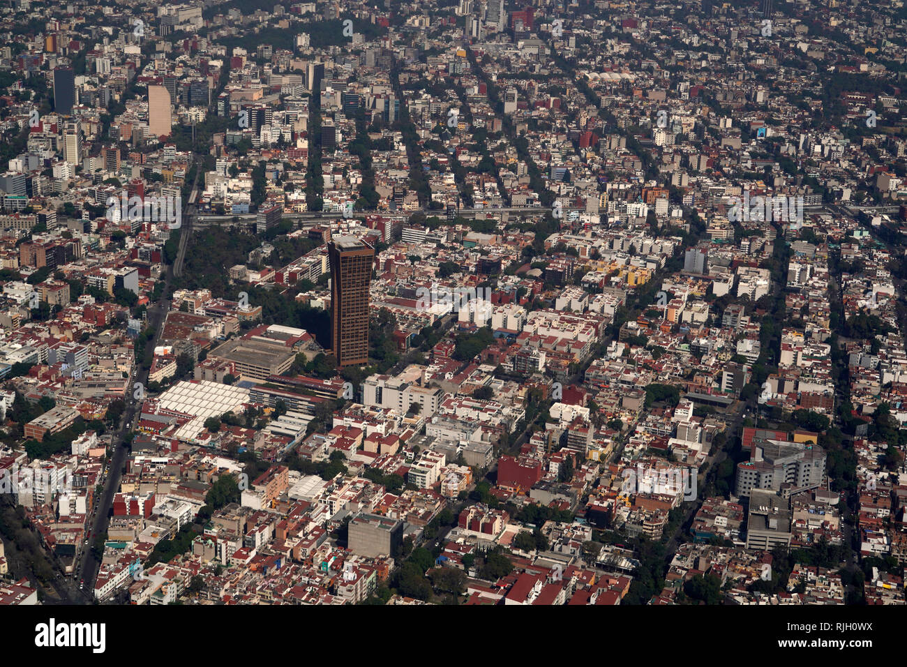mexico city aerial view landscape from airplane Stock Photo - Alamy