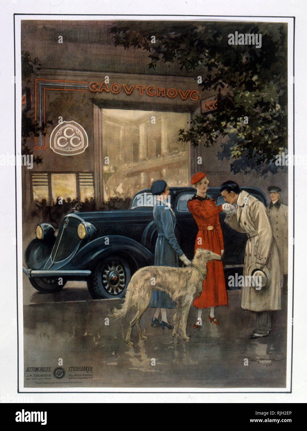 French advertising poster designed by Georges Scott, 1934, for the Studebaker automobile Stock Photo