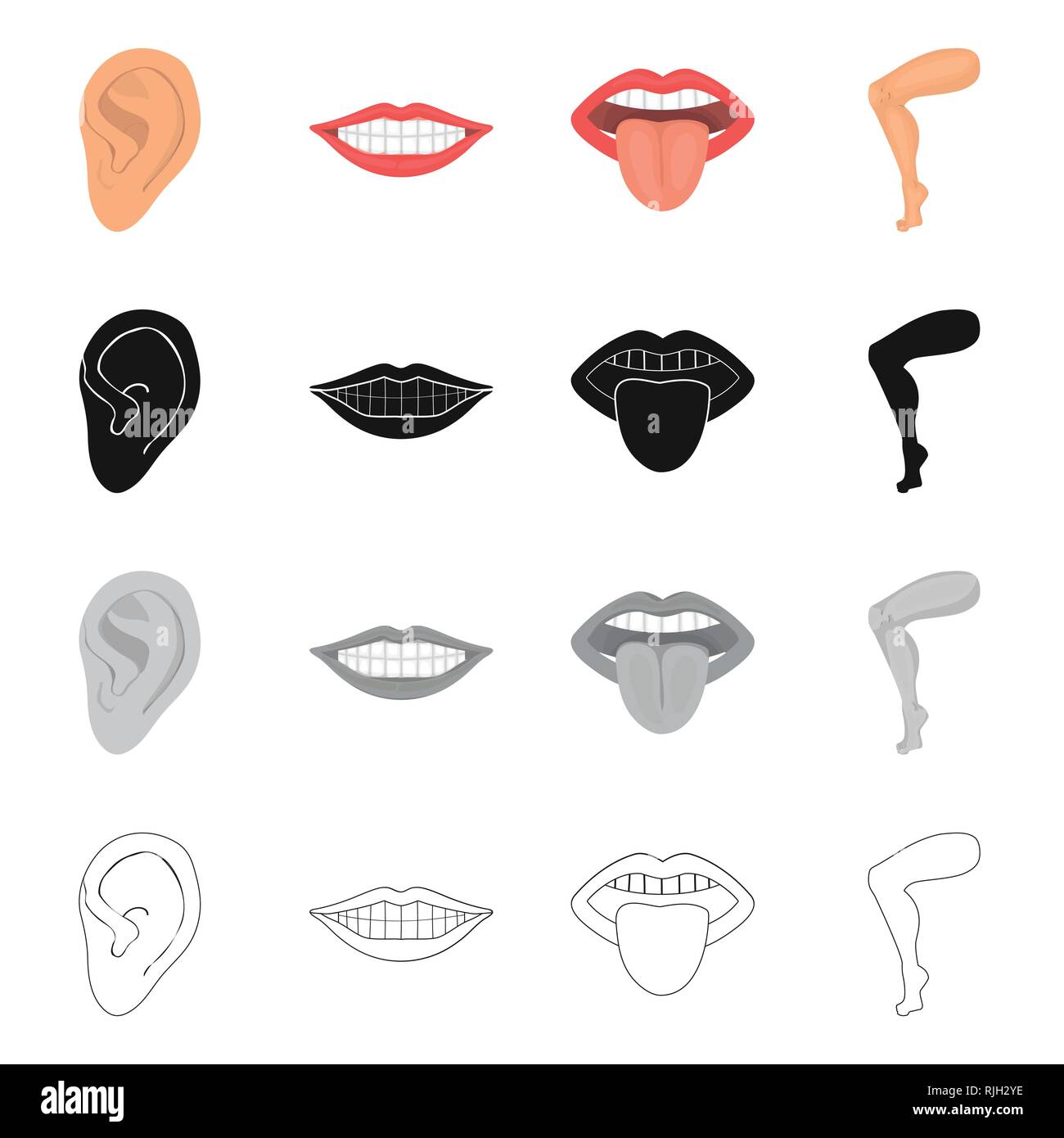 Isolated object of body and part icon. Collection of body and anatomy ...