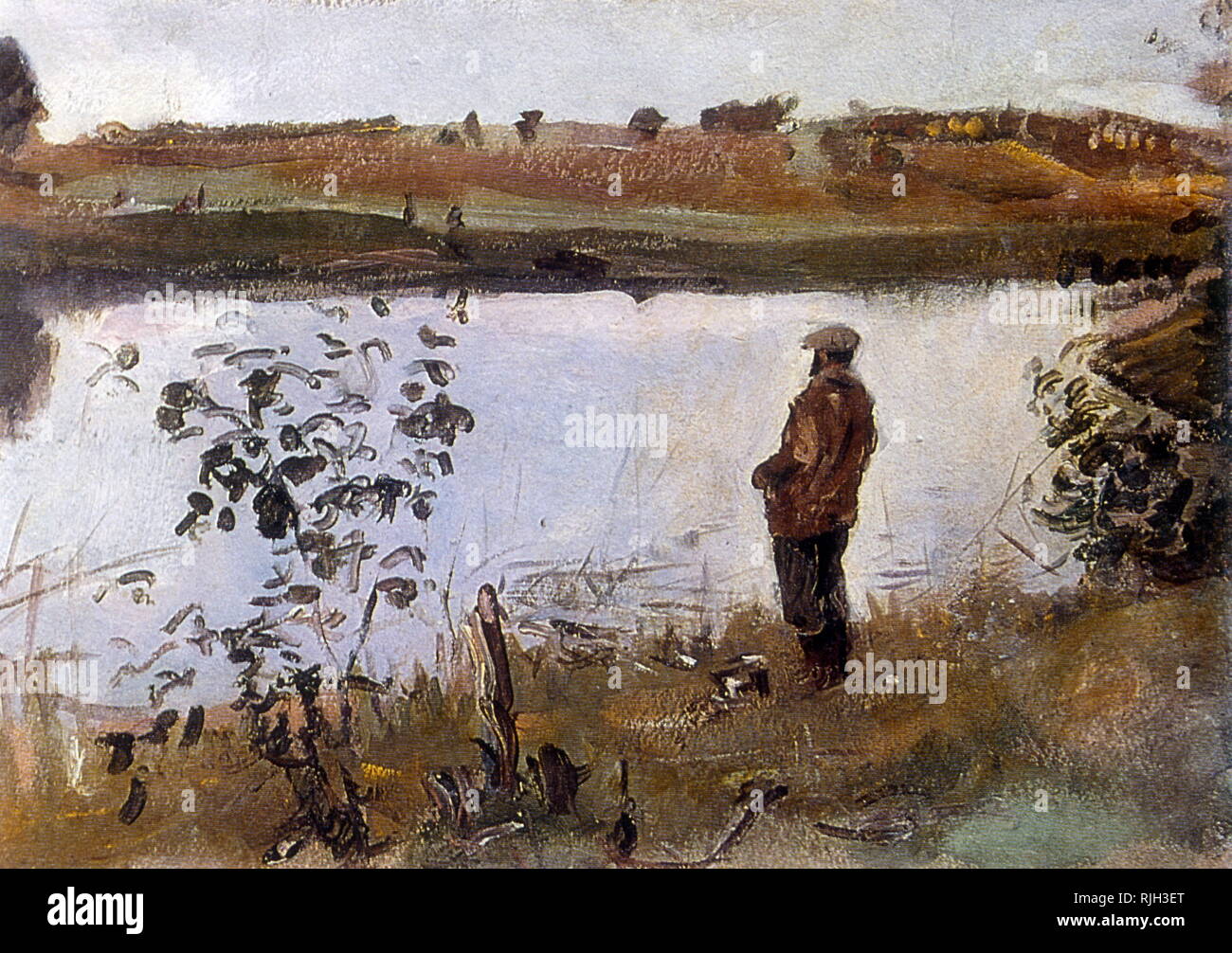 Artist Konstantin Korovin on the river Bank 1894; by Alexander Serov (1820–1871). Stock Photo