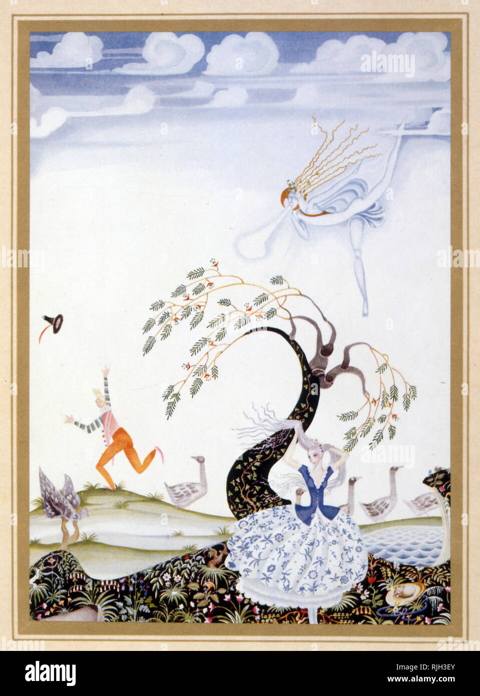 Illustration for 'Fleur de Neige (Snow Flower)', by Jacob and Wilhelm Grimm. Illustration by Kay Nielsen, 1925 Stock Photo