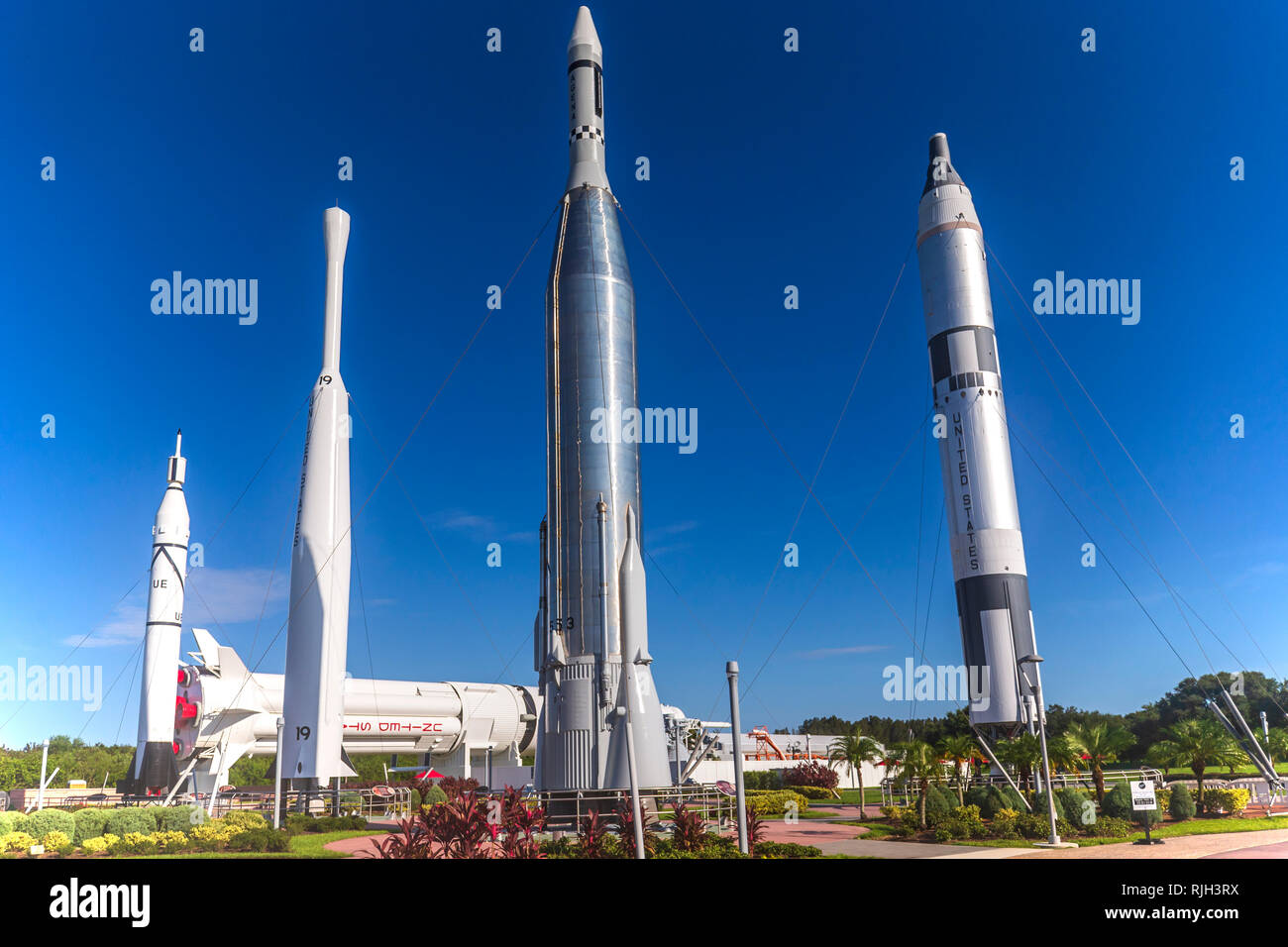Rocket Garden at Cape Canaveral Stock Photo
