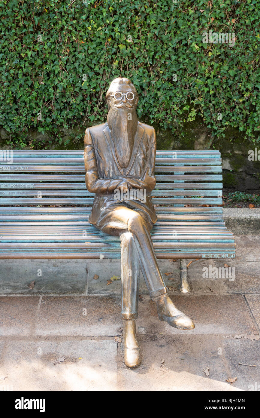 Santiago de Compostela, Spain; November 24 2018: Statue of Ramon Maria del Valle Inclan in Alameda park. He was a Spanish dramatist and novelist Stock Photo