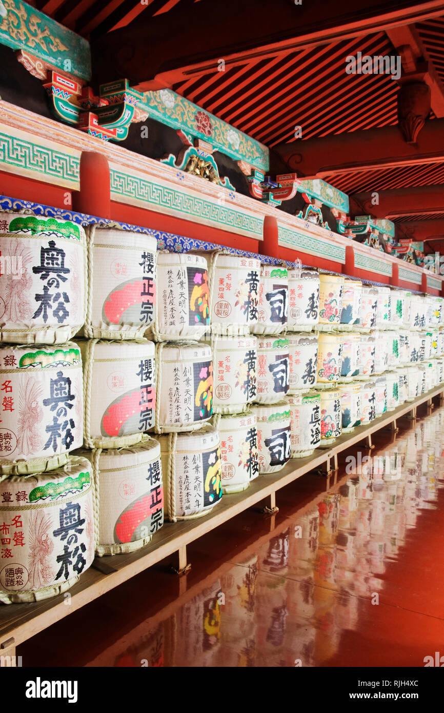 Sake Barrel Display Stock Photo - Alamy