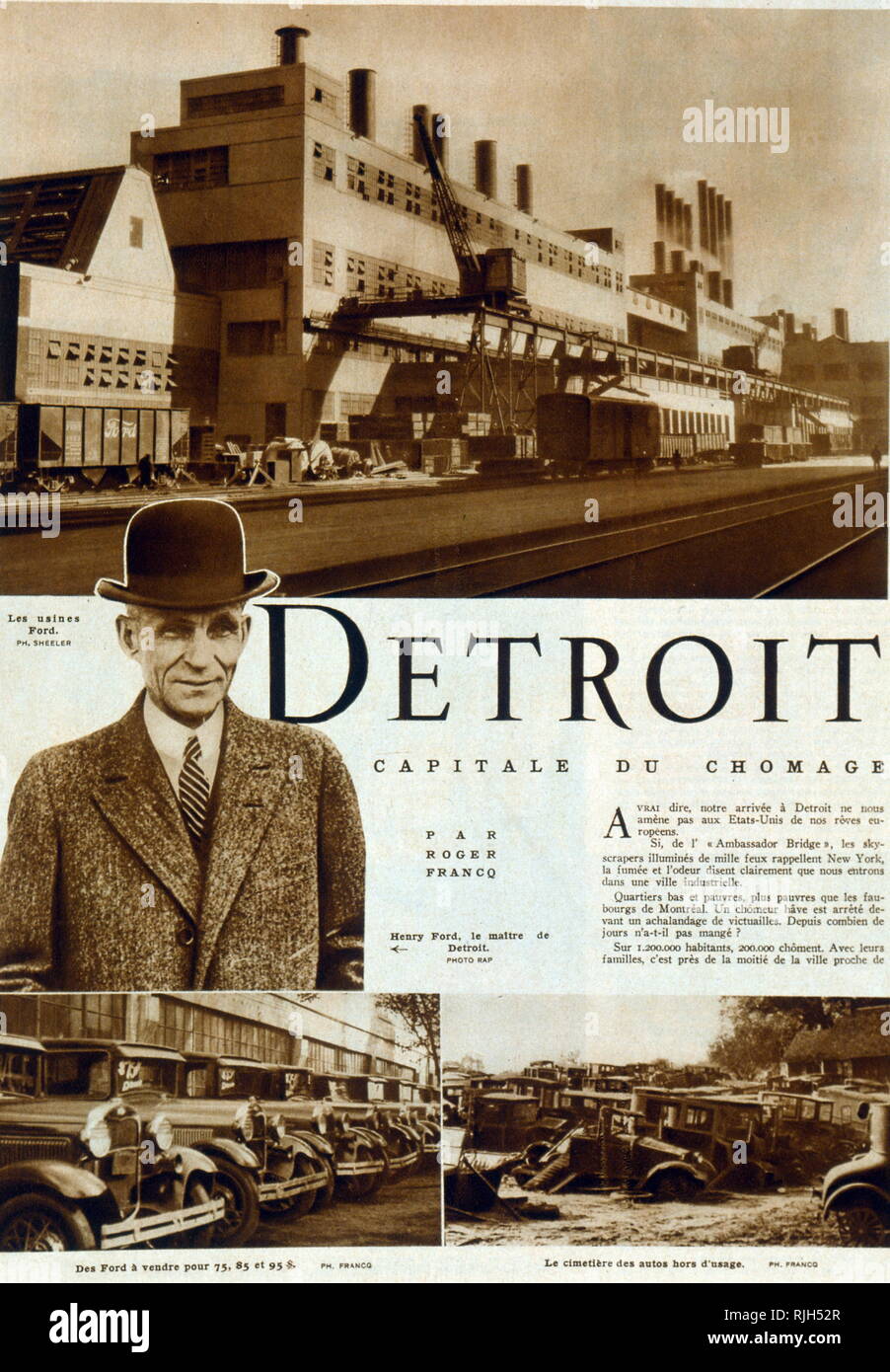 Magazine feature on Henry Ford and the Detroit car Industry; 1920 Stock Photo