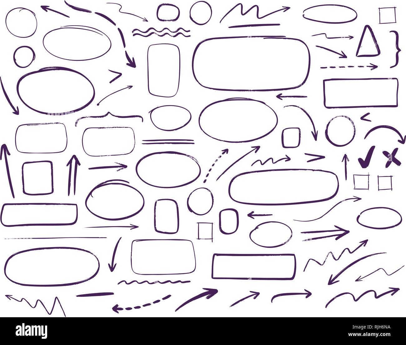 Hand-drawn infographics. Business, education set of elements. Doodle vector illustration Stock Vector