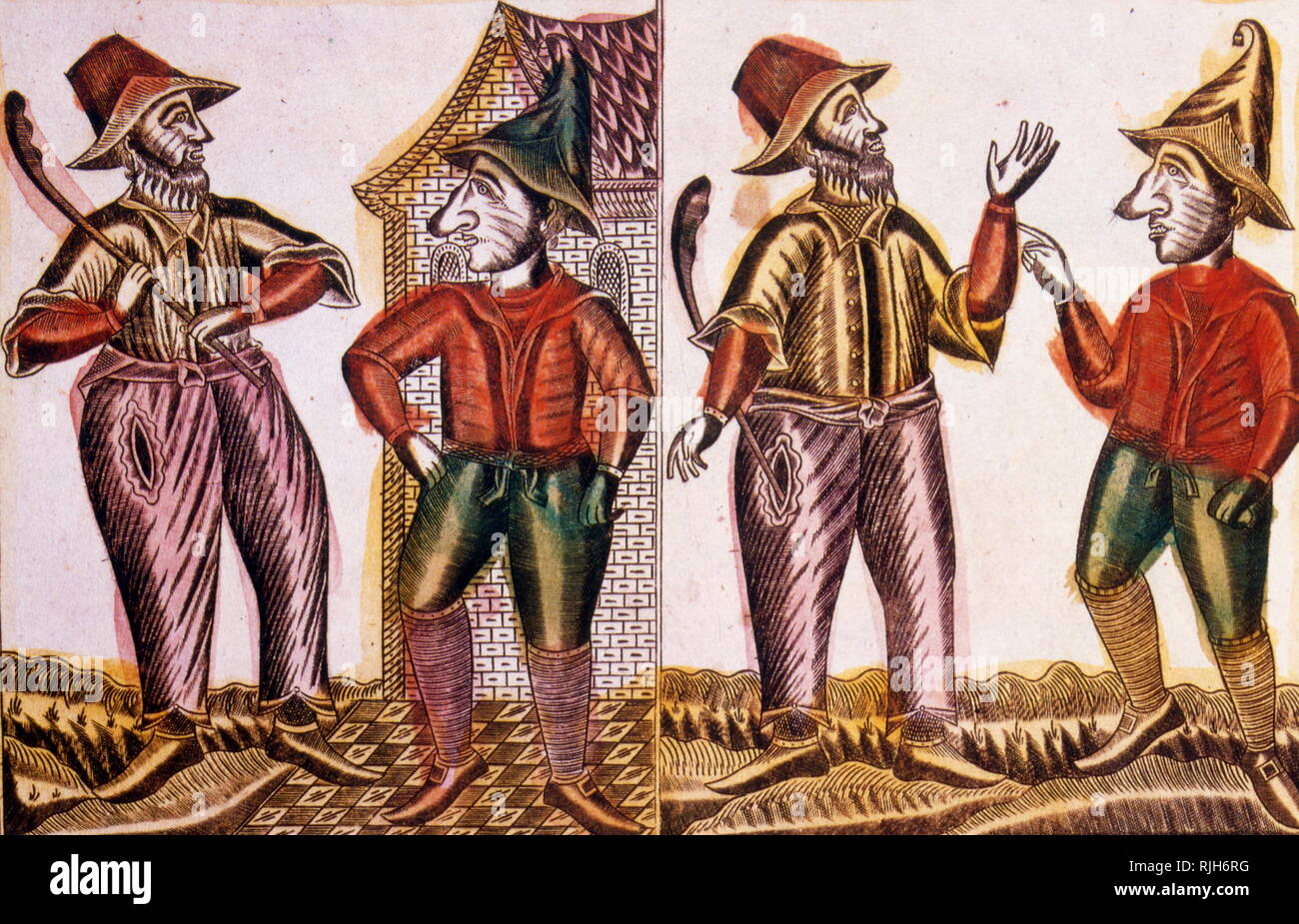 Traditional Russian woodcut showing the story of Mr Frost. 1825 Stock Photo