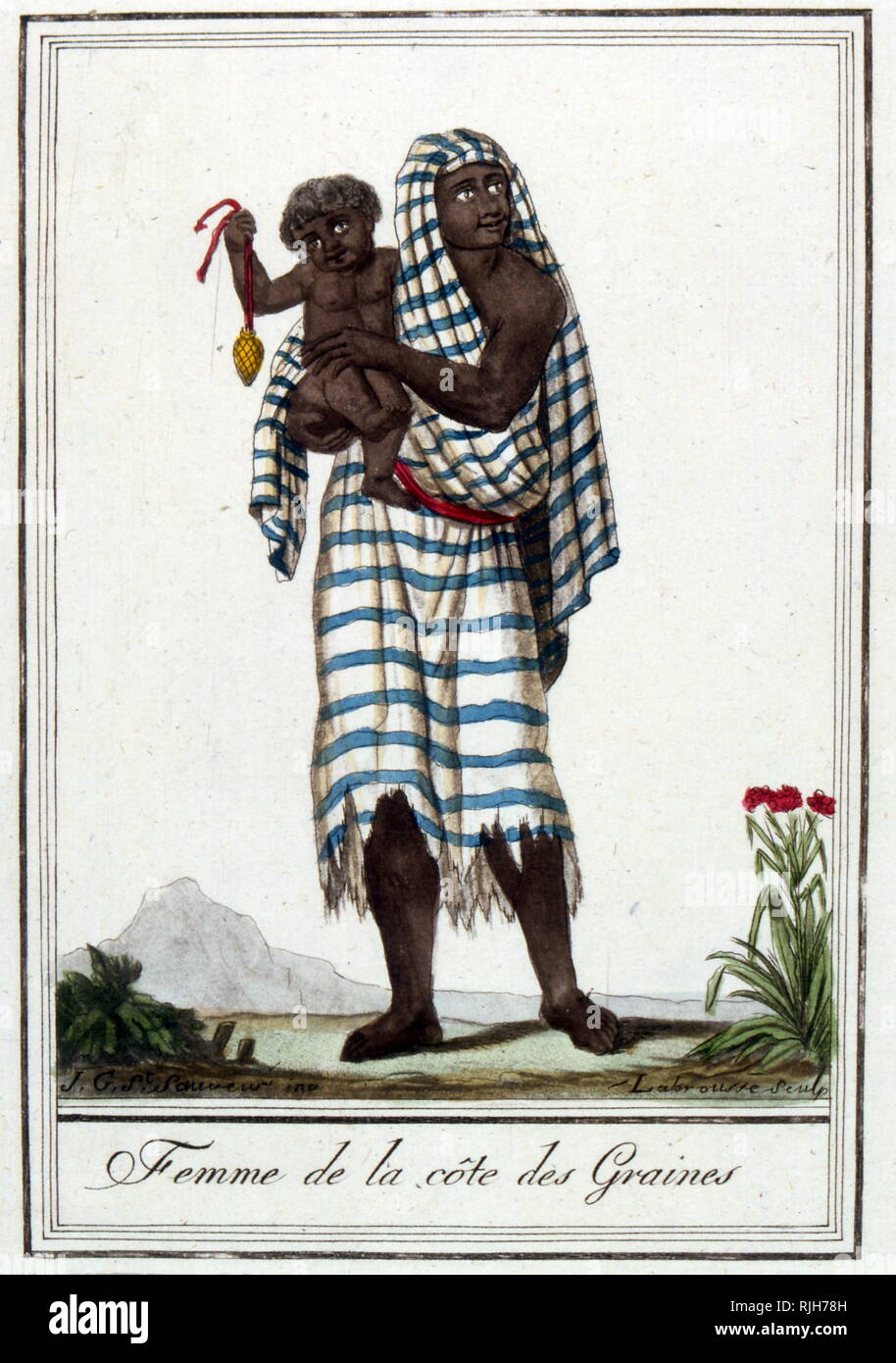 19th century, French, Illustration, showing an African woman from Guinea, West Africa Stock Photo