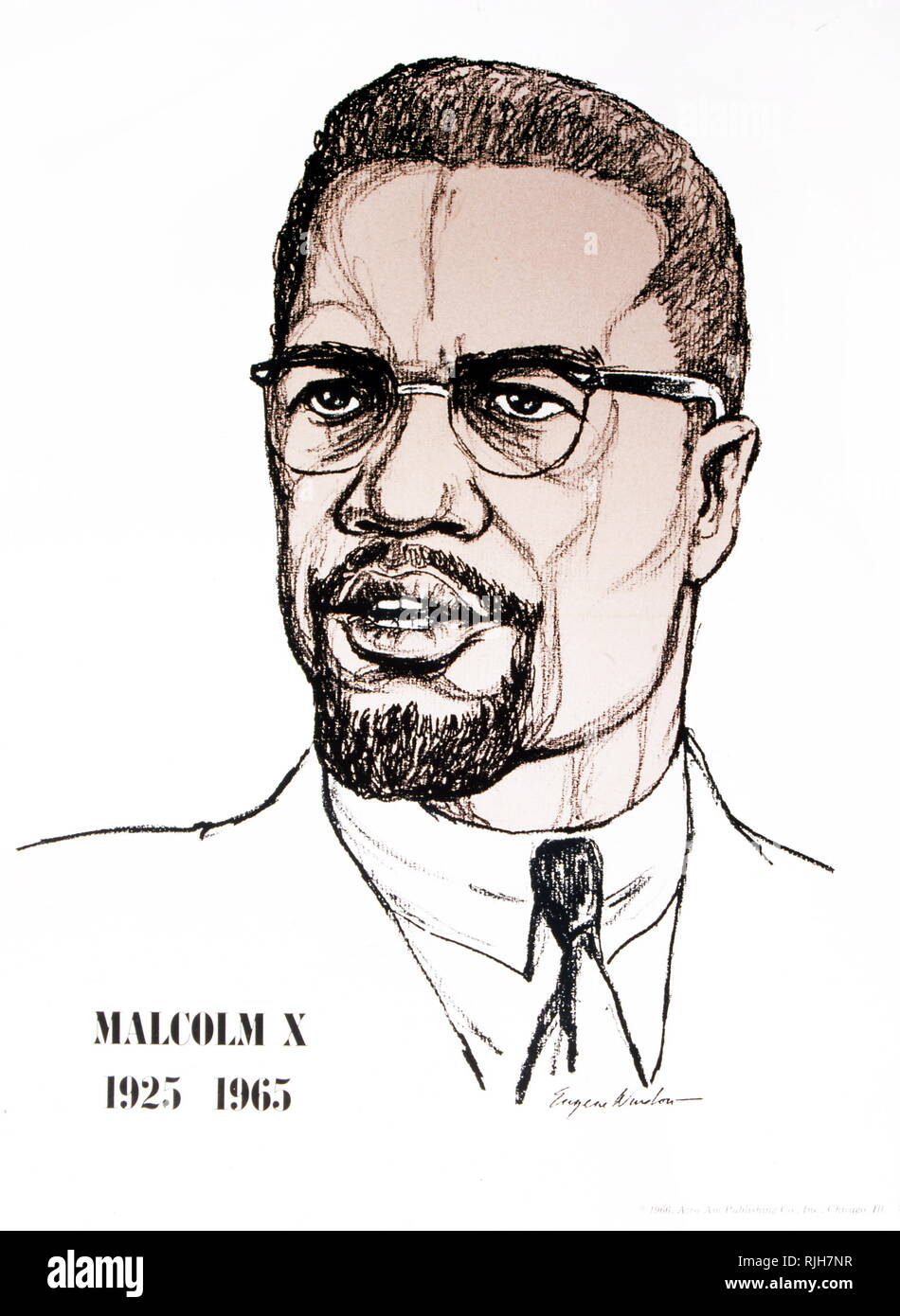 Malcolm X (1925–1965) was an American Muslim minister and human rights activist. Stock Photo
