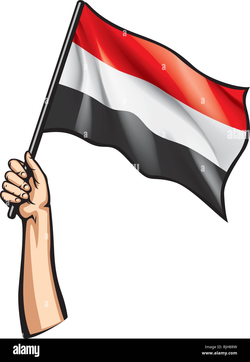 Yemeni Flag And Hand On White Background Vector Illustration Stock Vector Image And Art Alamy 