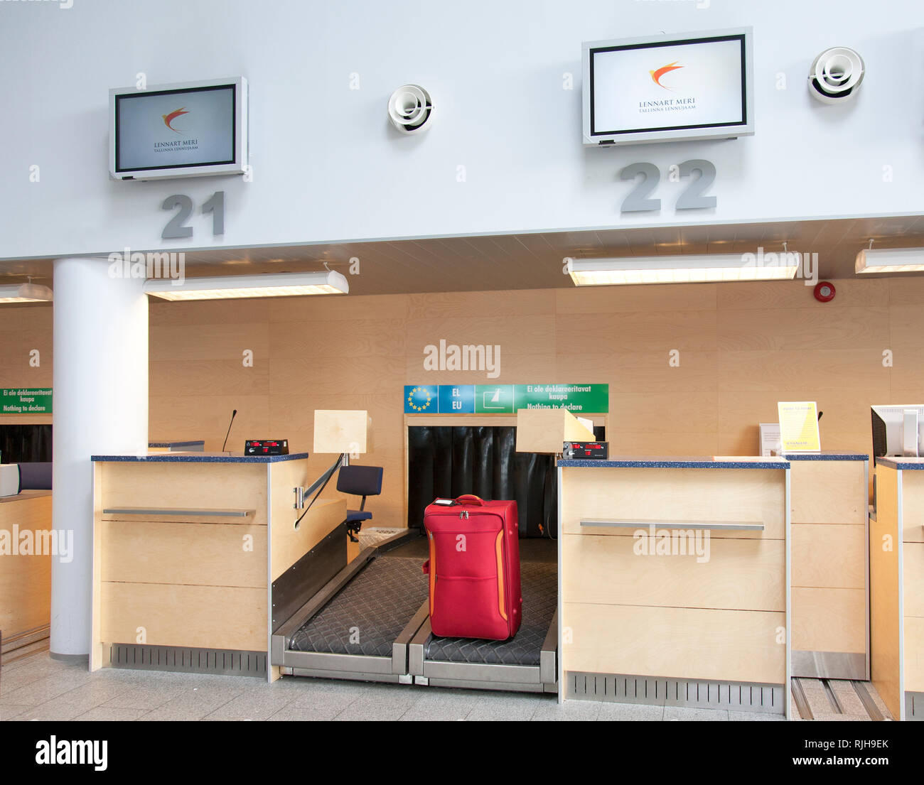 Luggage at an Airline CheckIn Counter Stock Photo Alamy