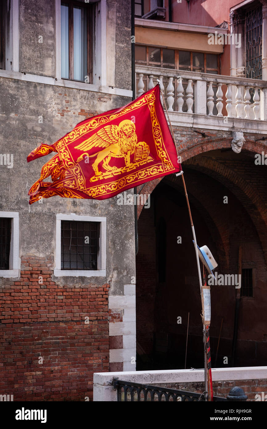Flag & Hat Venice, Italy, Europe Stock Photo