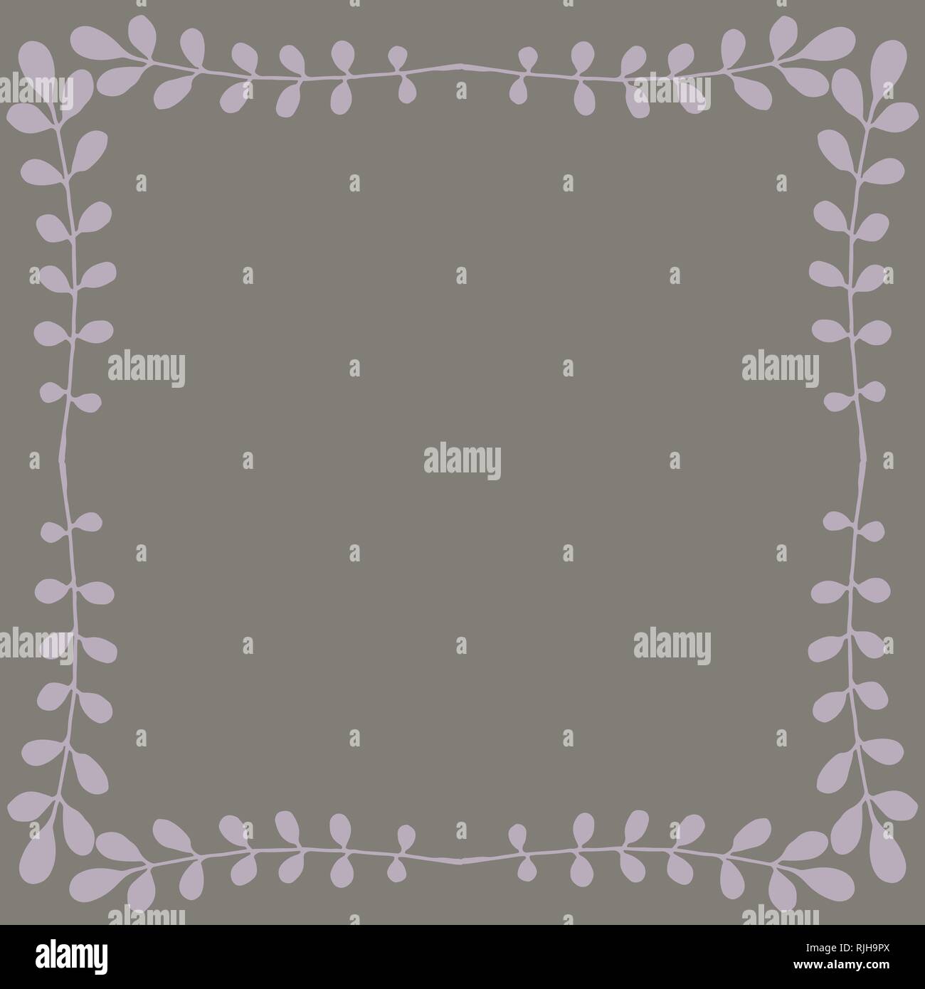 Hand drawn pink foliage frame on a gray background vector Stock Vector