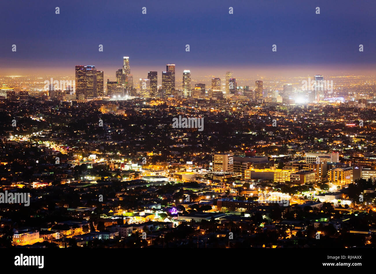 Aerial view large city night hi-res stock photography and images - Alamy
