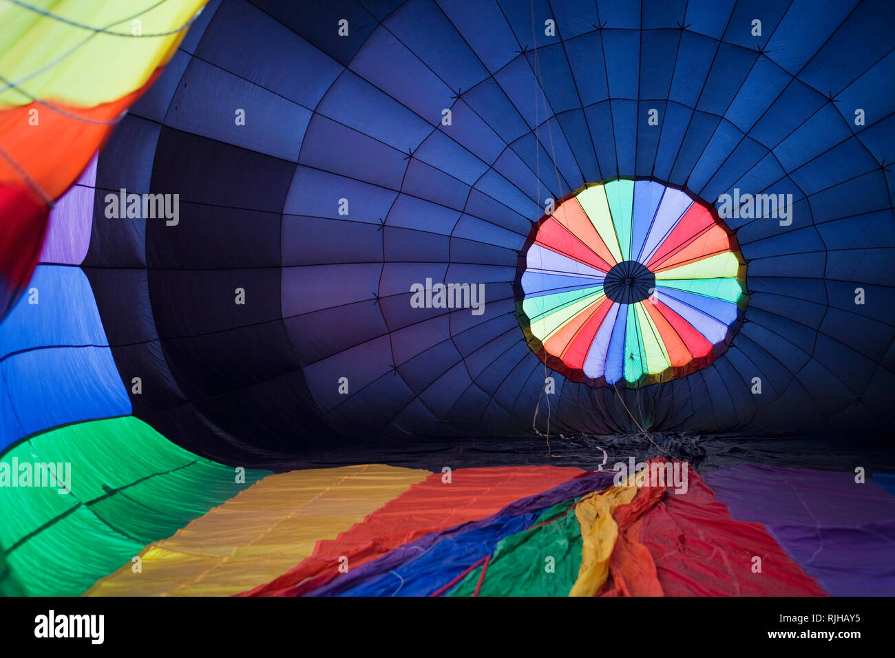 Hot Air Balloon Being Inflated Stock Photo - Alamy
