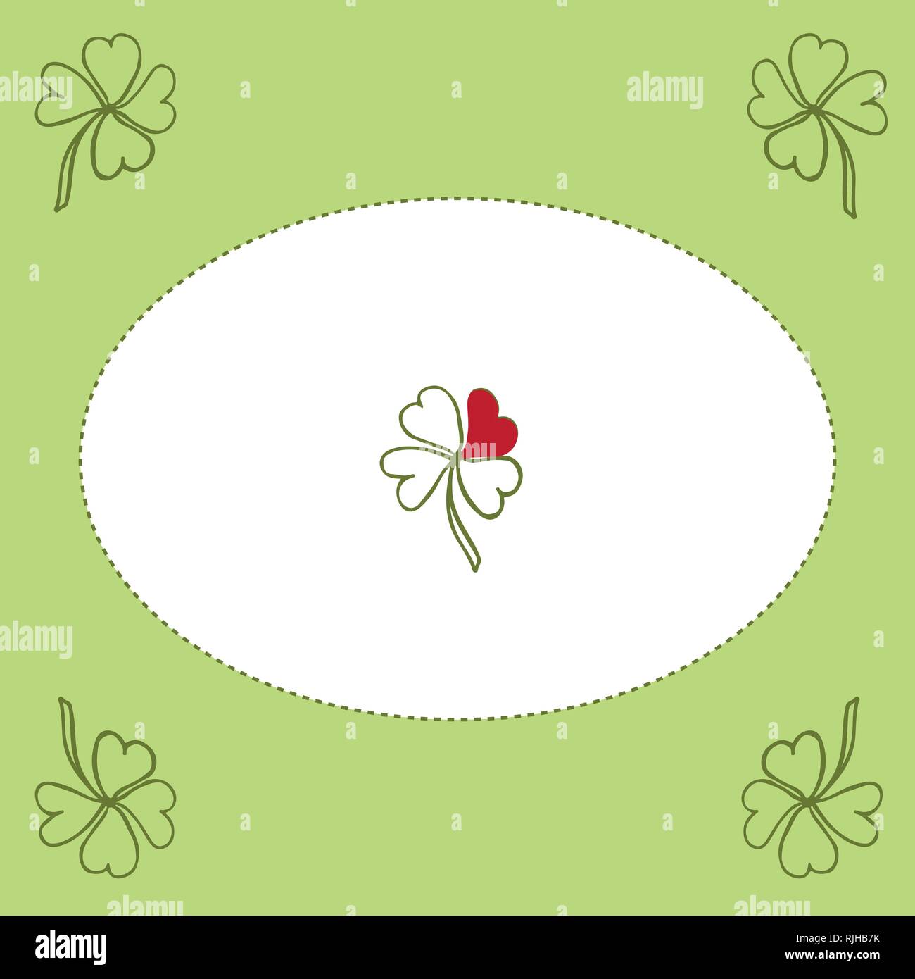 Clover vector card template in a green and white color palette Stock