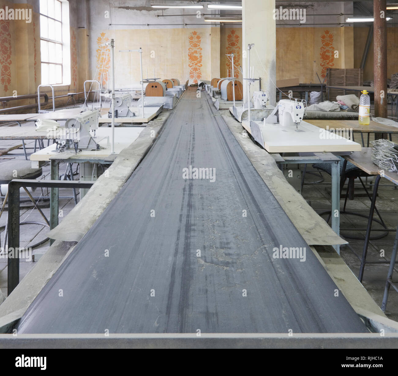 Conveyor belt in textile factory Stock Photo Alamy