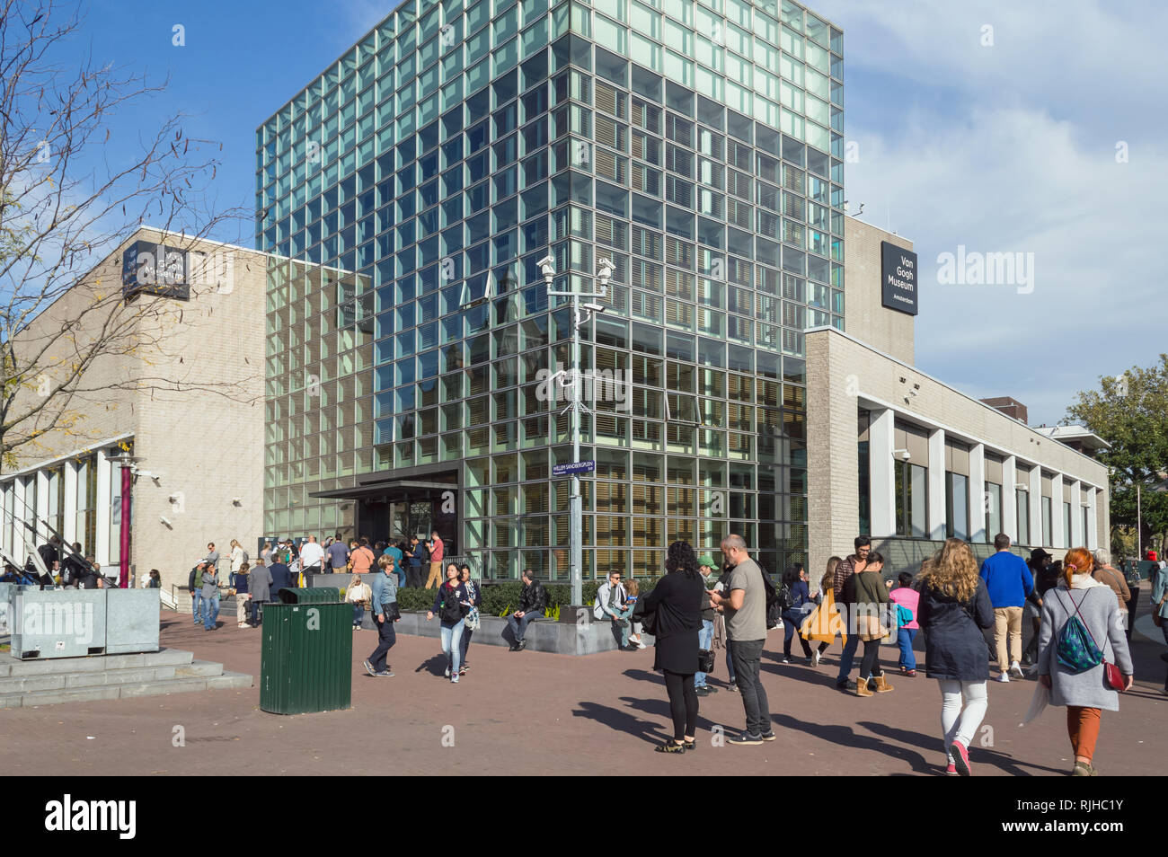Amsterdam, The Netherlands, October 11, 2018: Exterior of Van Gogh museum crowded with people in front of it Stock Photo