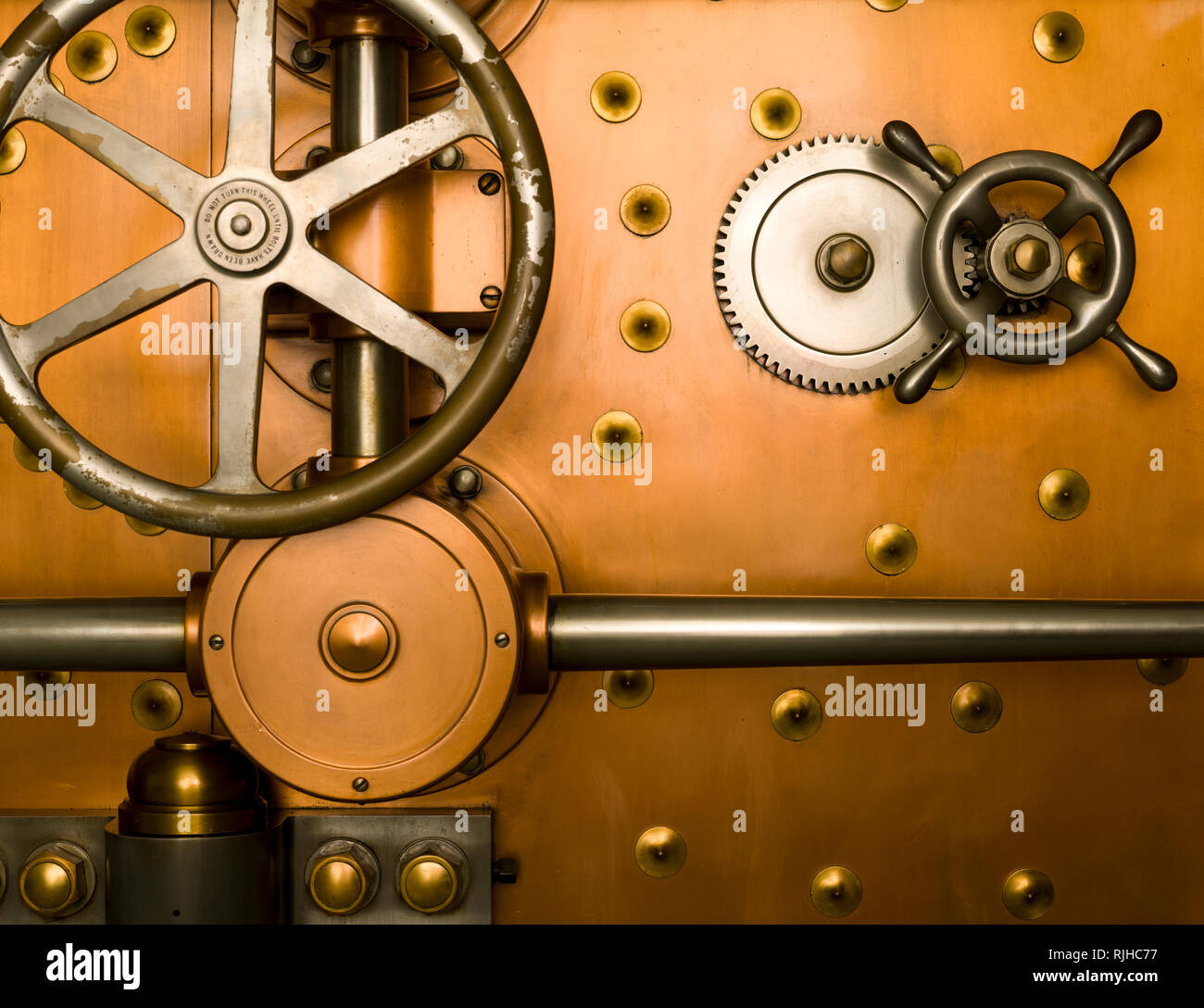Tumbler on a Vault Door Stock Photo Alamy
