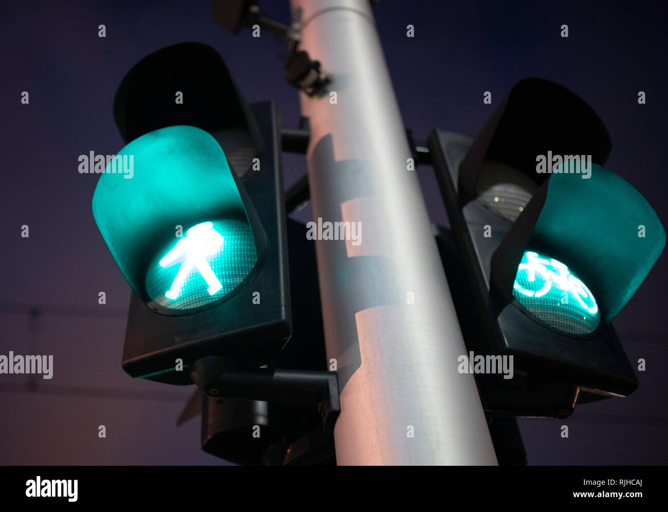 Green traffic lights, signals - pedestrian crossing Stock Photo - Alamy