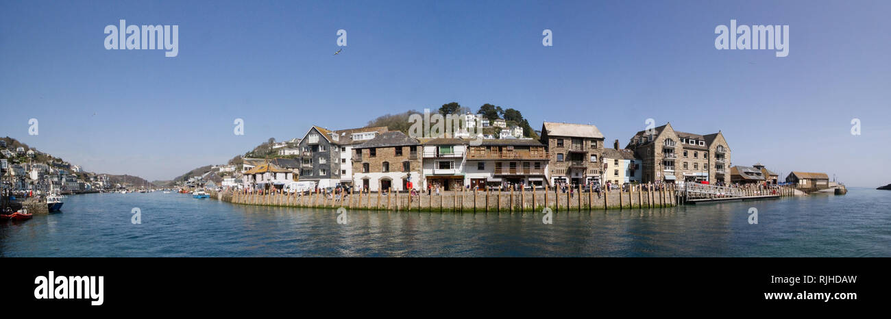 Looe, seaside town in south east Cornwall UK in a panorama shot Stock Photo