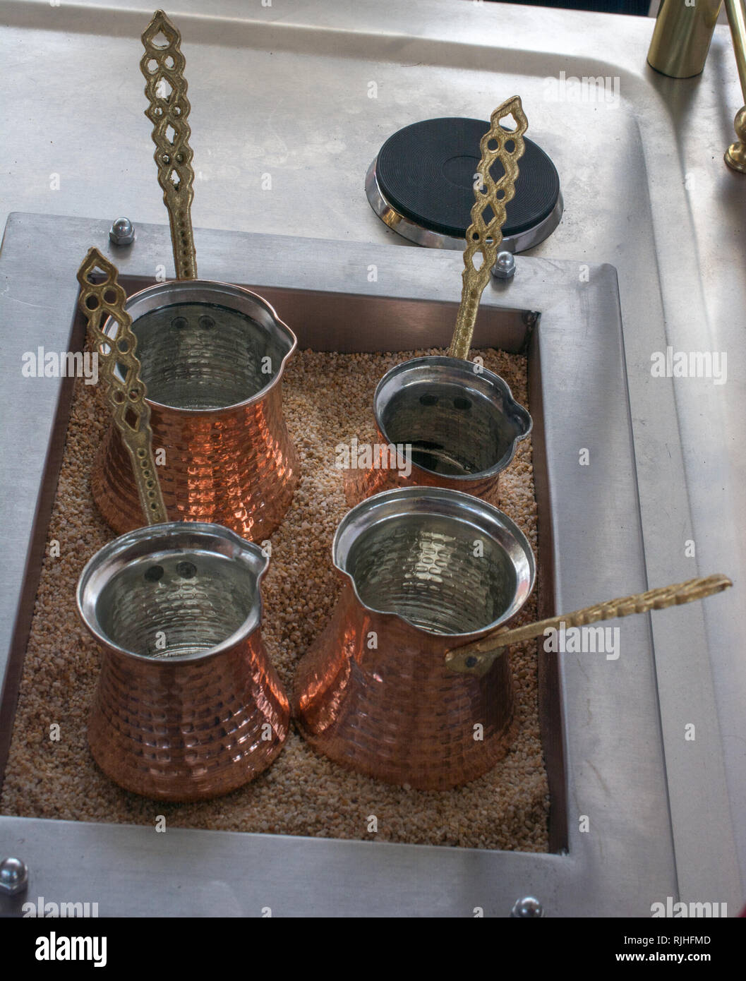 Turkish coffee pots made in a traditional style Stock Photo Alamy