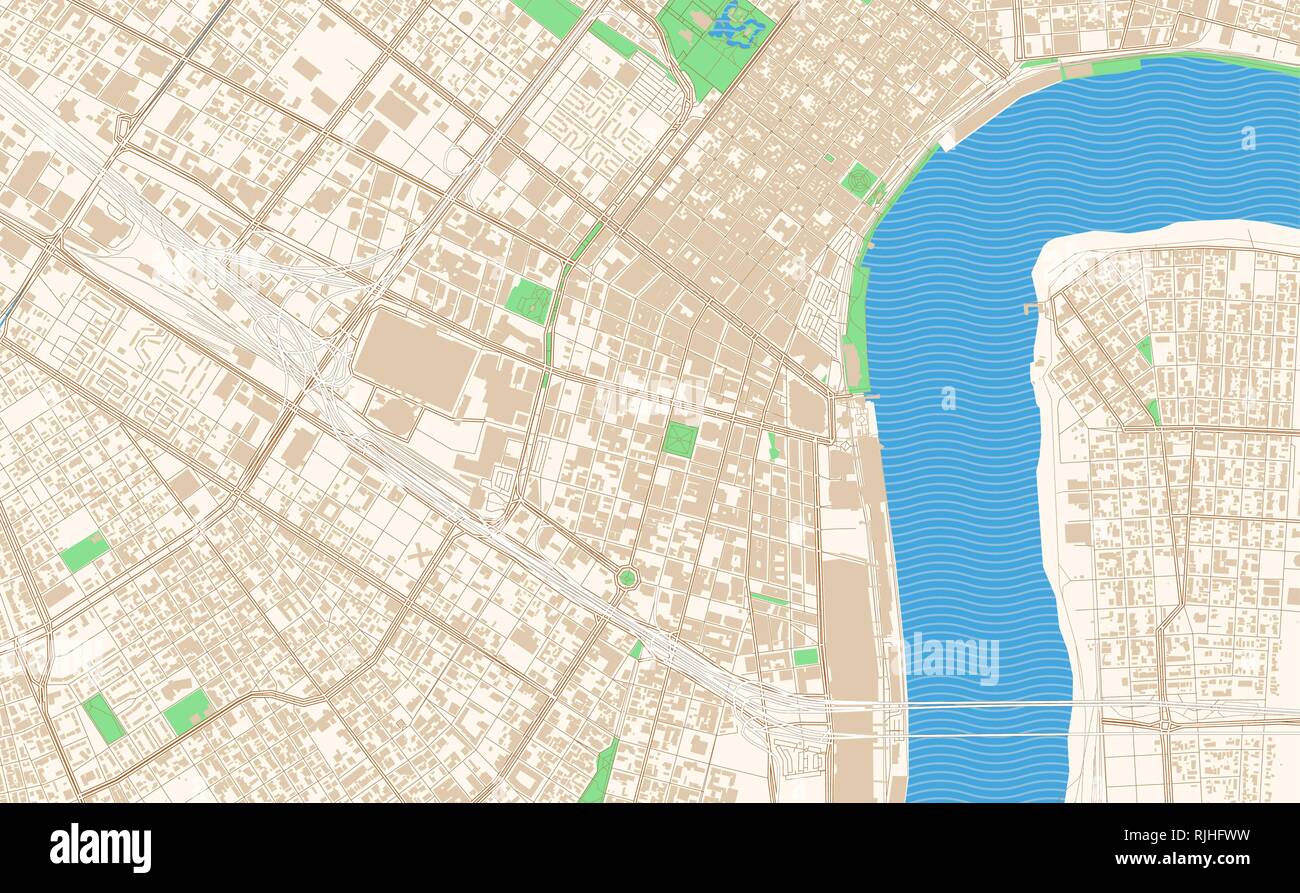 New Orleans Louisiana printable map excerpt. This vector streetmap of ...