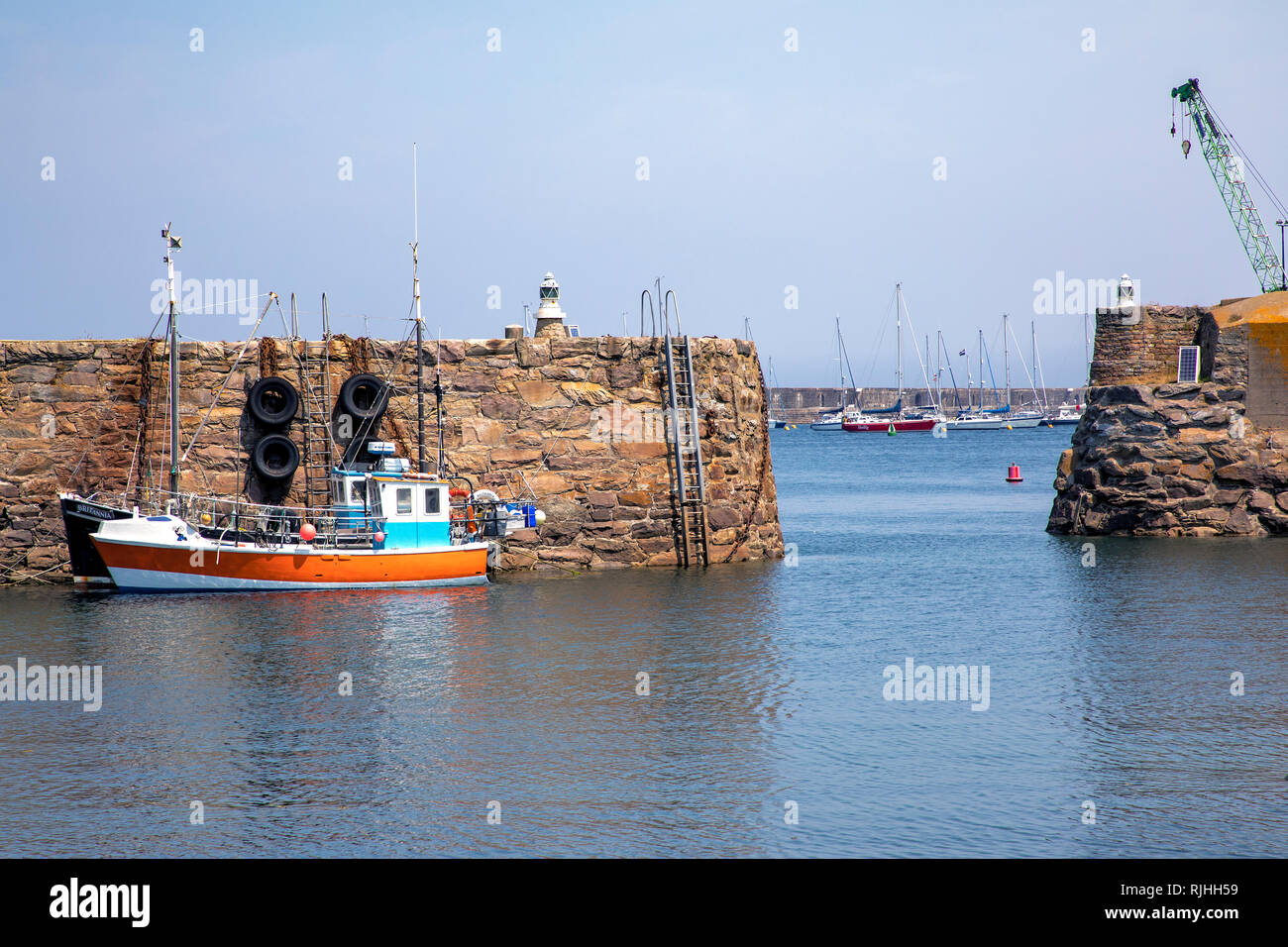 Braye Harbour on Alderney Channel Islands Stock Photo