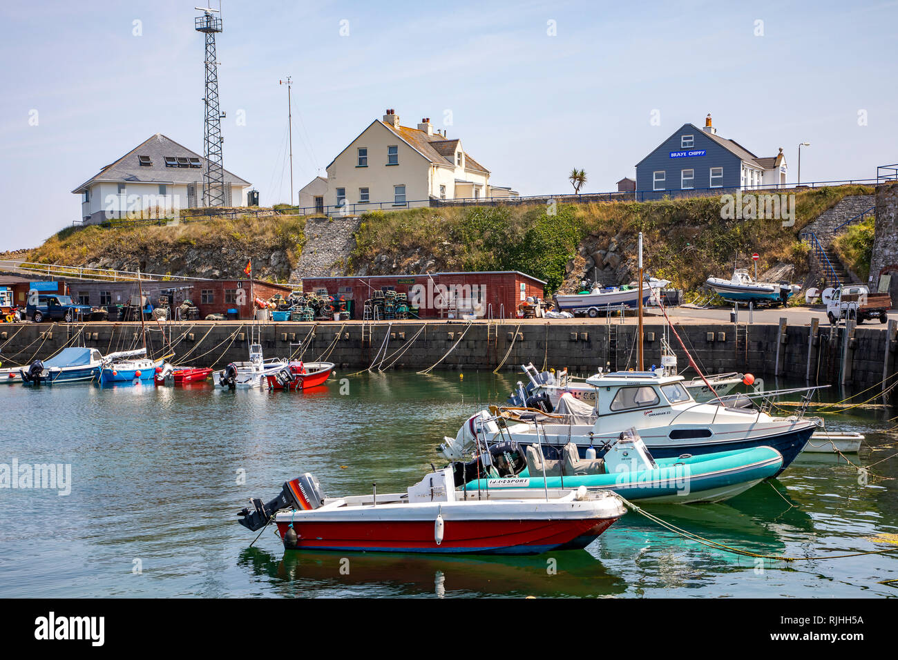 Braye Harbour on Alderney Channel Islands Stock Photo