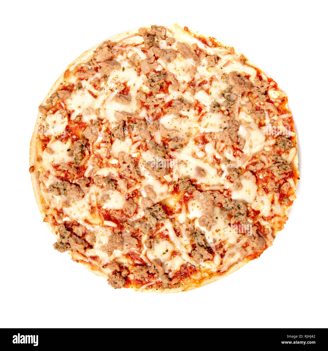 tuna pizza isolated on white background, top view Stock Photo Alamy