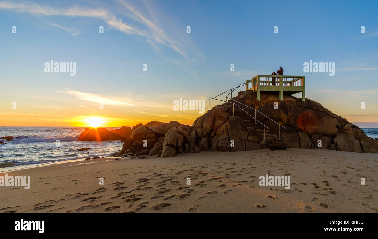 Vila do Conde, Portugal - January 03, 2019 : Sunset Miradouro, Touristic beach, Porto District, Portugal Stock Photo