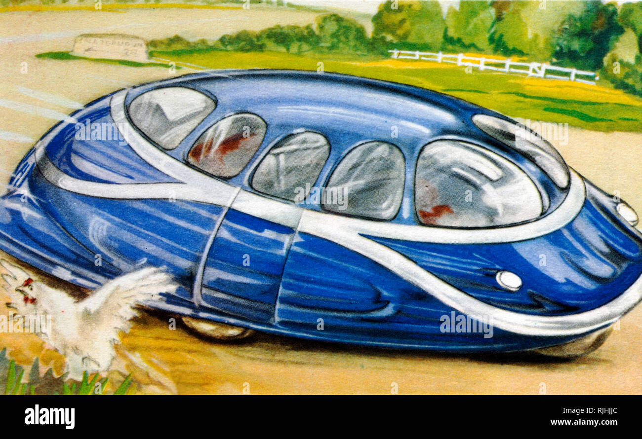 Futuristic Aerodynamic Car or Automobile (Illustration c1940) Stock Photo
