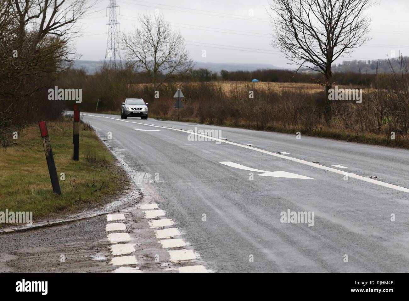 The B4077 at Little Washborne, area of fatal collision at 10.30pm on Friday 26th of January 2018 - 27.1.18  Picture by Antony Thompson - Thousand Word Stock Photo