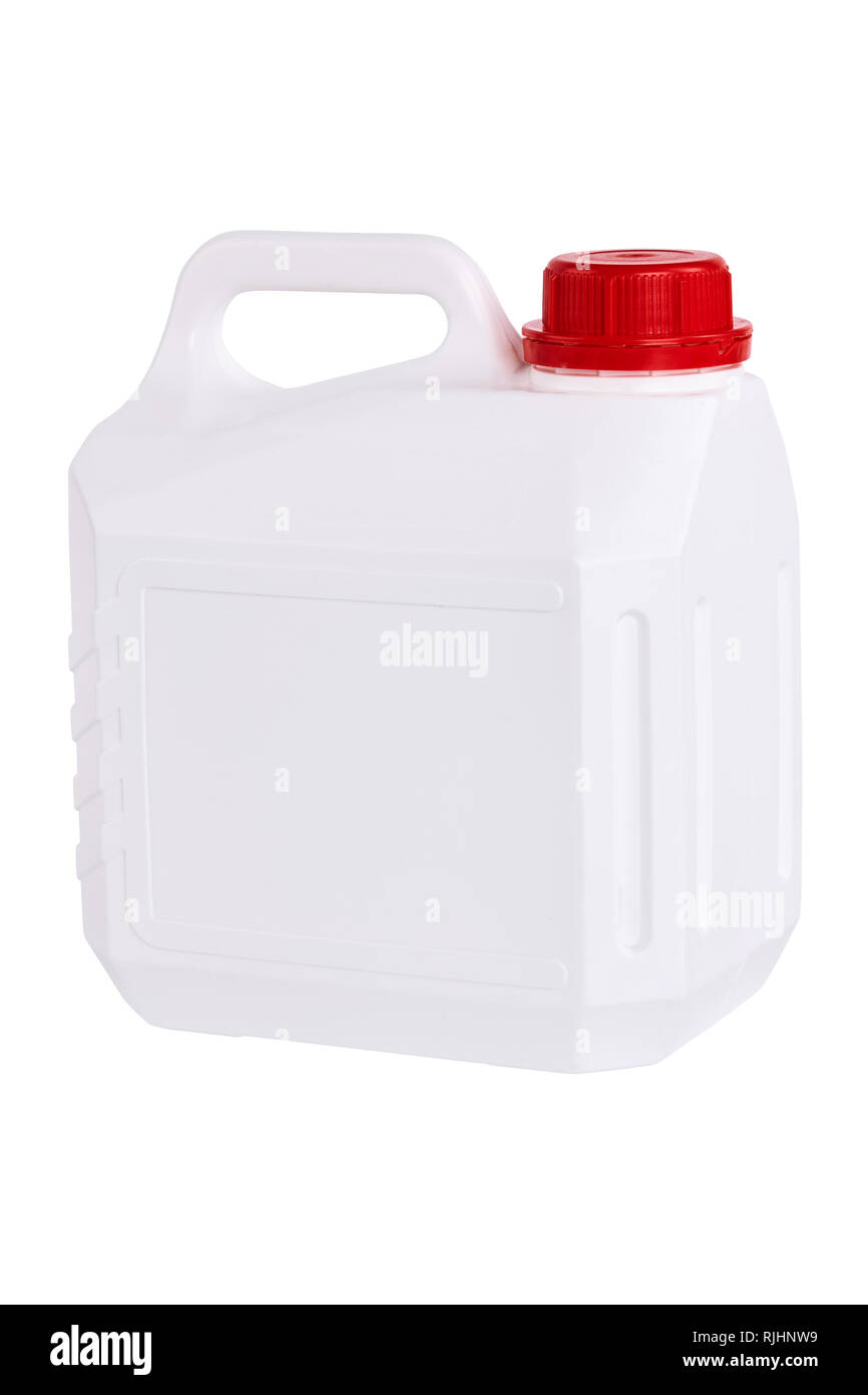 White plastic canister isolated Stock Photo Alamy