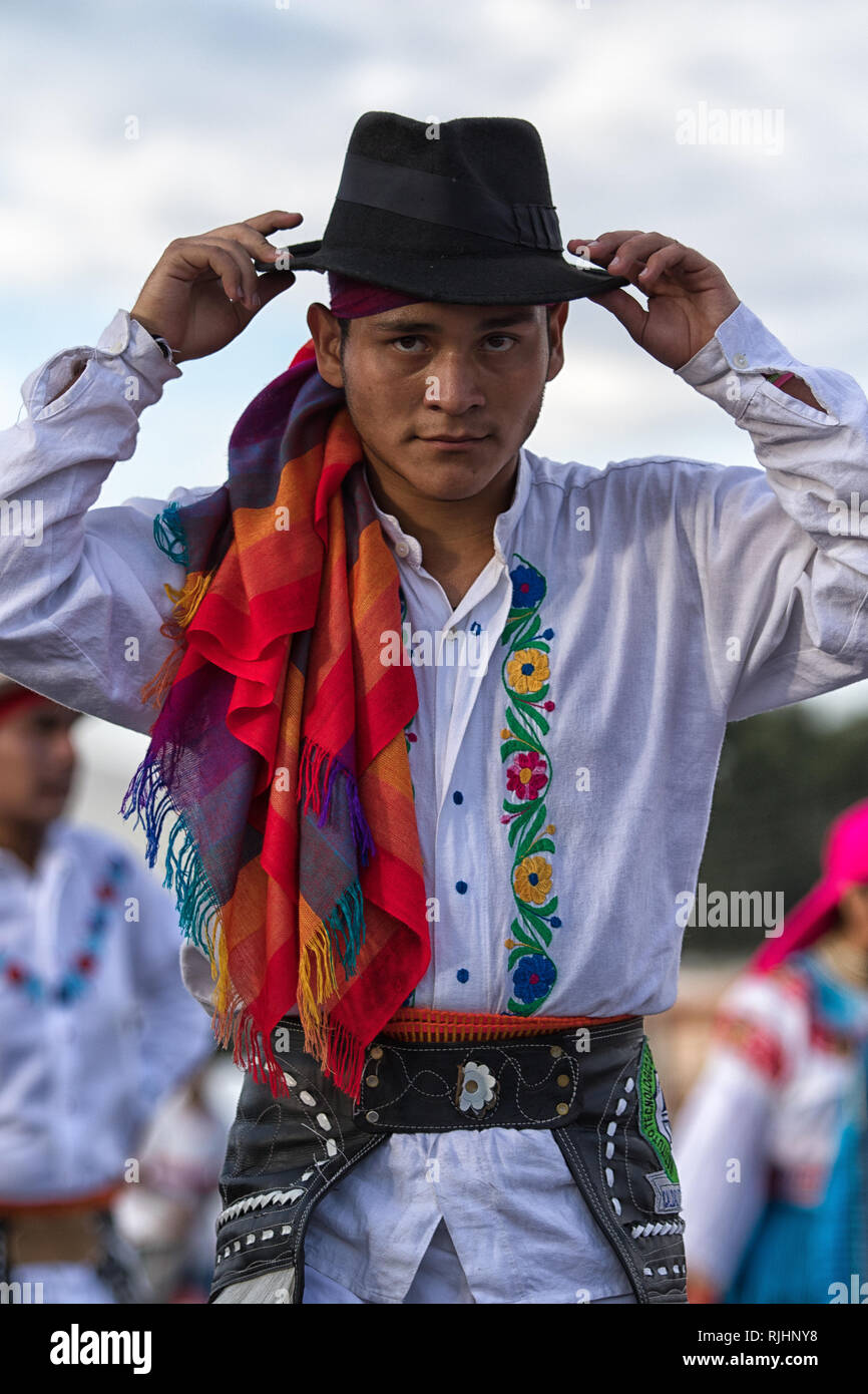 Ibarra, EcuadorSeptember 21,2018 street dancer in traditional