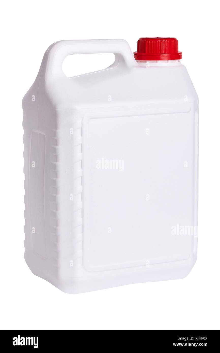White plastic canister isolated Stock Photo Alamy