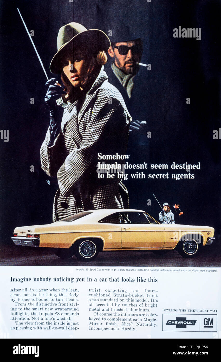 A 1966 magazine advertisement for the Chevrolet Impala car. Stock Photo